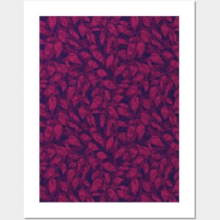 Minimalist Leaf Line Art Illustration as a Seamless Surface Pattern Design Posters and Art